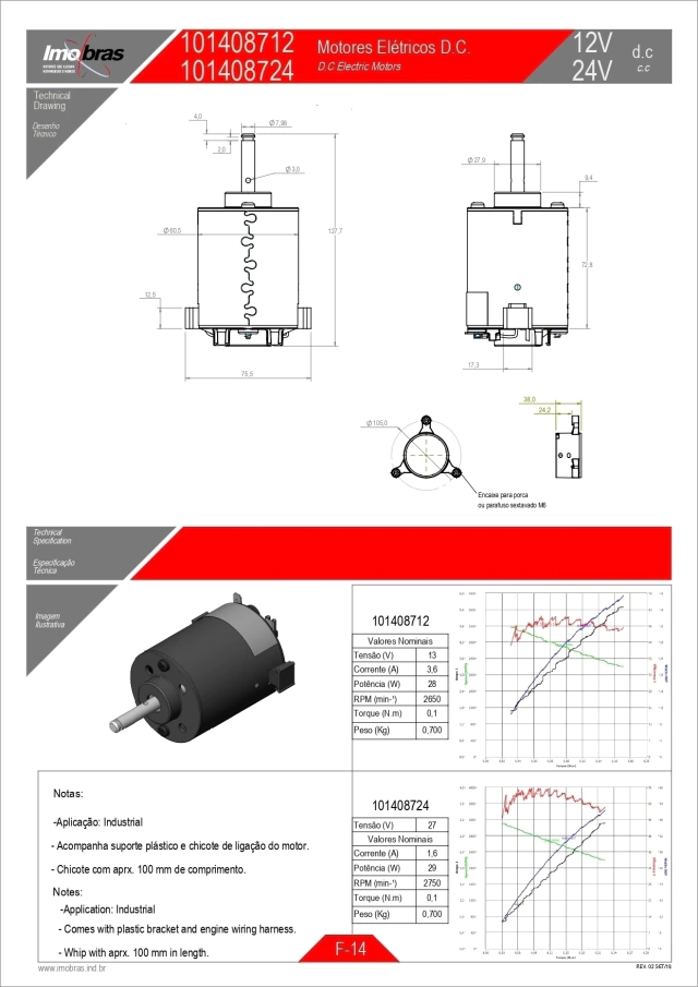 MOTOR IMOBRAS 12VCC 101408712 — imagem 2