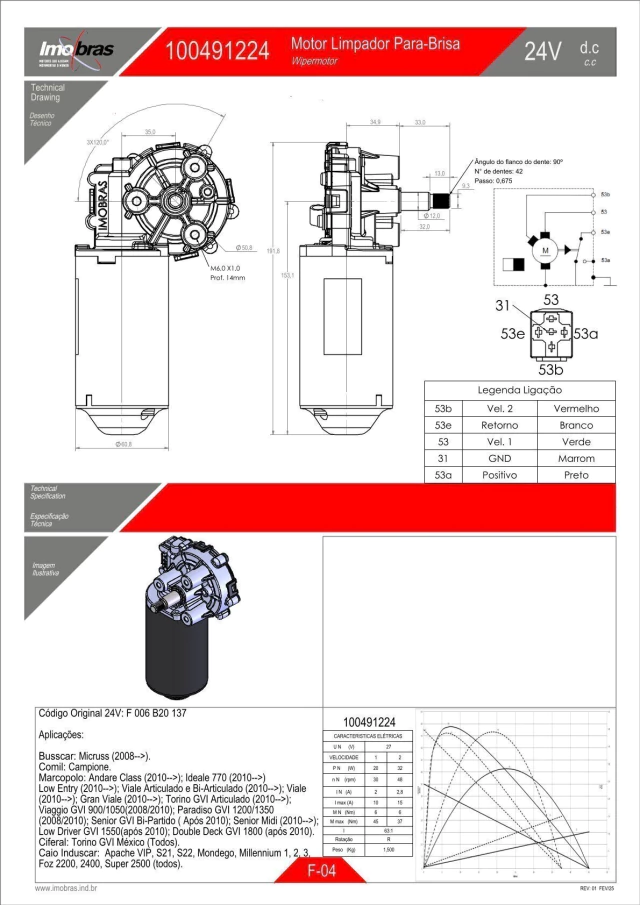 MOTOREDUTOR IMOBRAS 24V 30-48RPM E.RECARTILHADO P/PARA-BRISA 100491224 — imagem 2