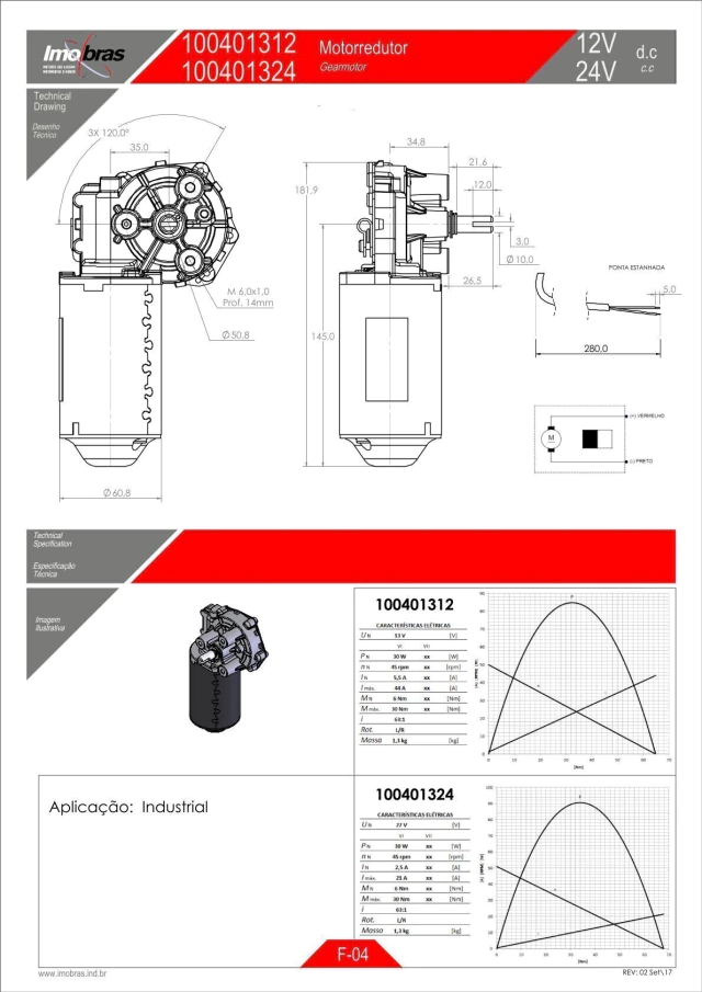 MOTOREDUTOR IMOBRAS 24V 45RPM E.CHAVETA 100401324 — imagem 2