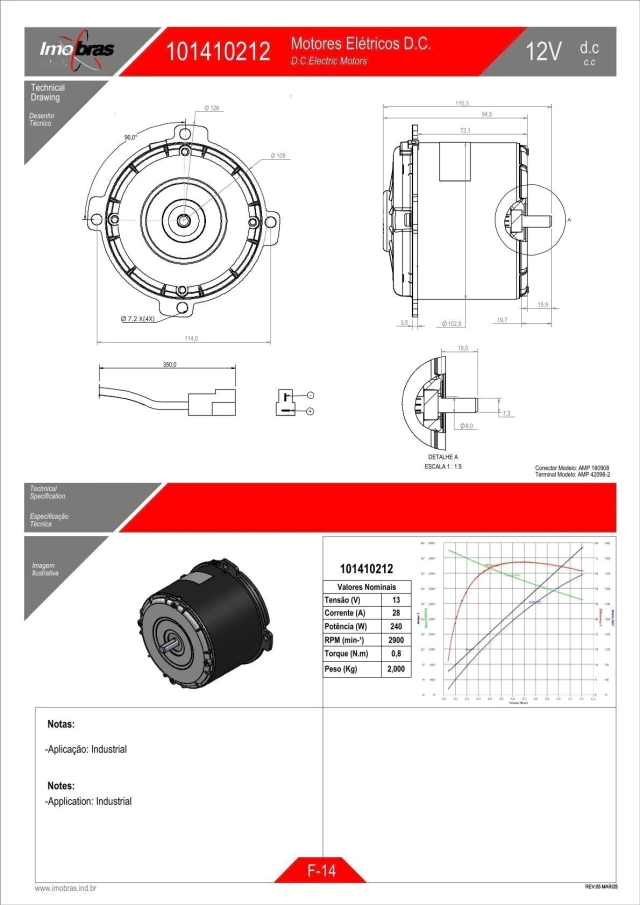 MOTOR IMOBRAS 12VCC 2900RPM 101410212 — imagem 2