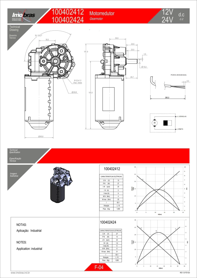 MOTOREDUTOR IMOBRAS 24VCC 22 RPM ECH 100402424D — imagem 2