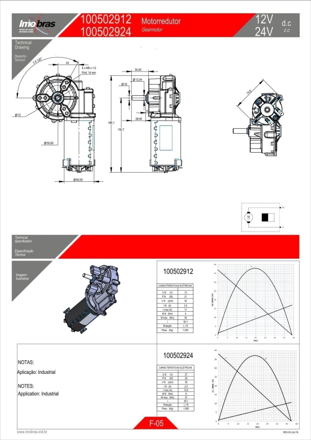 MOTOREDUTOR IMOBRAS 12VCC 30RPM ECH 100502912 — imagem 2