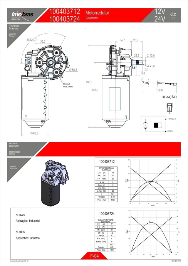 MOTOREDUTOR IMOBRAS 24VCC 22RPM E.RECARTILHADO 100403724 — imagem 2
