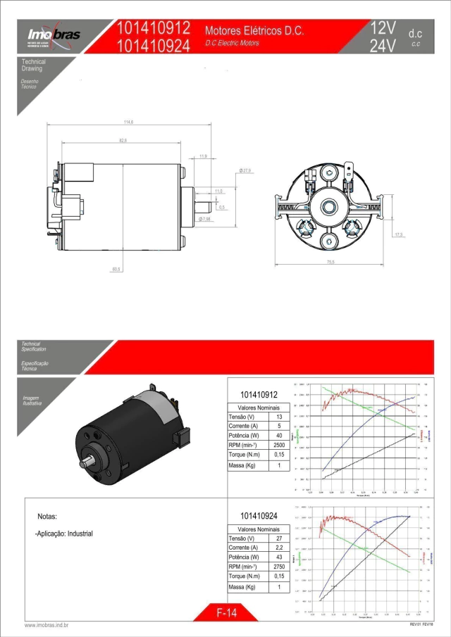 MOTOR IMOBRAS 12VCC 2500RPM T60-79 101410912 — imagem 2