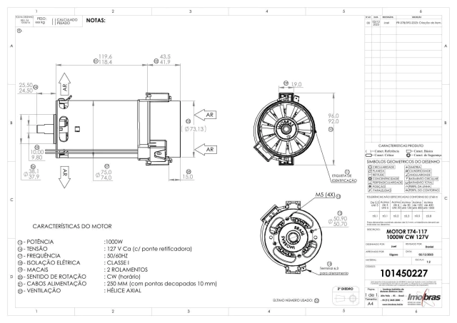 MOTOR AMETEK/IMOBRAS 127VCA/1000W (PM7054242/101450227) — imagem 2