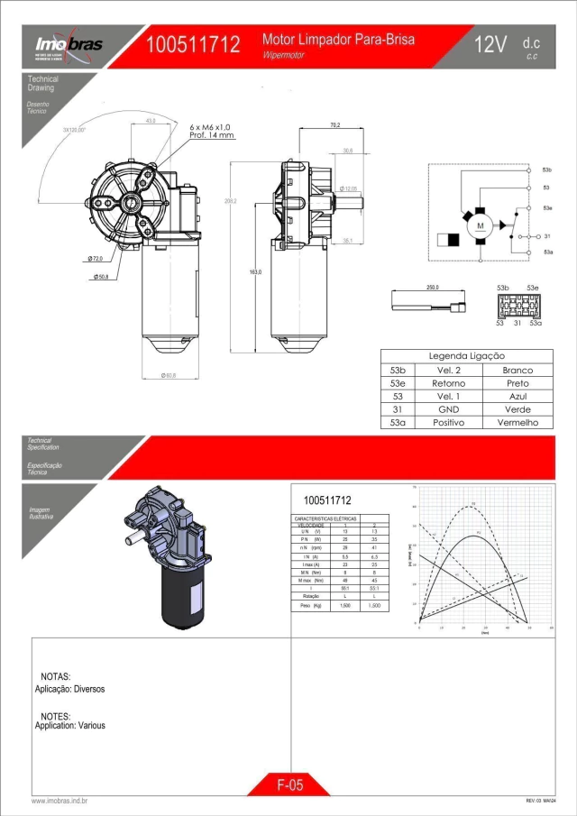 MOTOREDUTOR IMOBRAS 12V 29-41RPM E.LISO P/PARA BRISA C/6V 100511712 — imagem 2