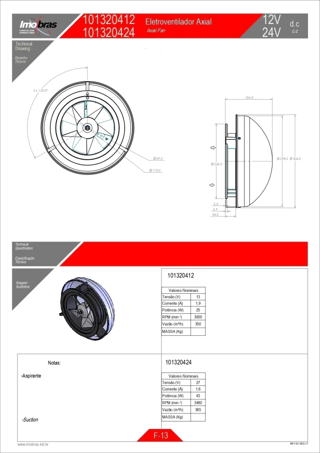ELETROVENTILADOR AXIAL IMOBRAS 12VCC ASPIRANTE 101320412 — imagem 3