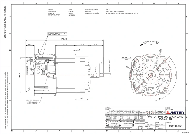 MOTOR DE LIQUIDIFICADOR IMOBRAS 220VCA 1200W MU95 -SPOLO (695438210) — imagem 2