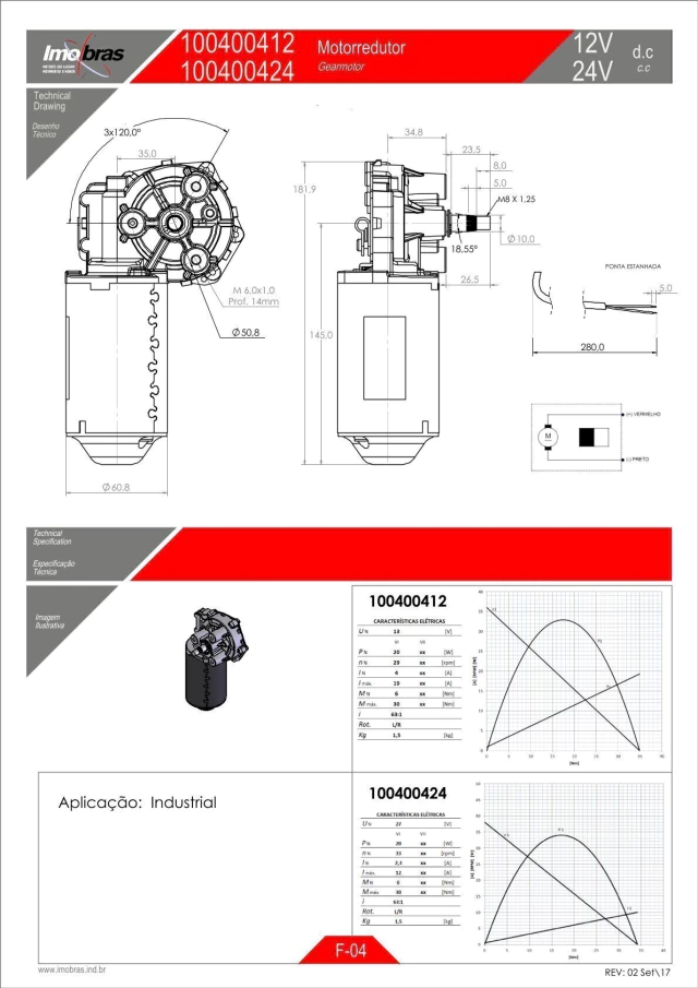 MOTOREDUTOR IMOBRAS 12V 29RPM E.RECARTILHADO 100400412 — imagem 2