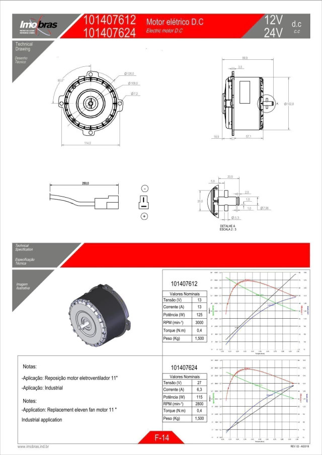 MOTOR IMOBRAS 24VCC 2800RPM T102-50 101407624 — imagem 2